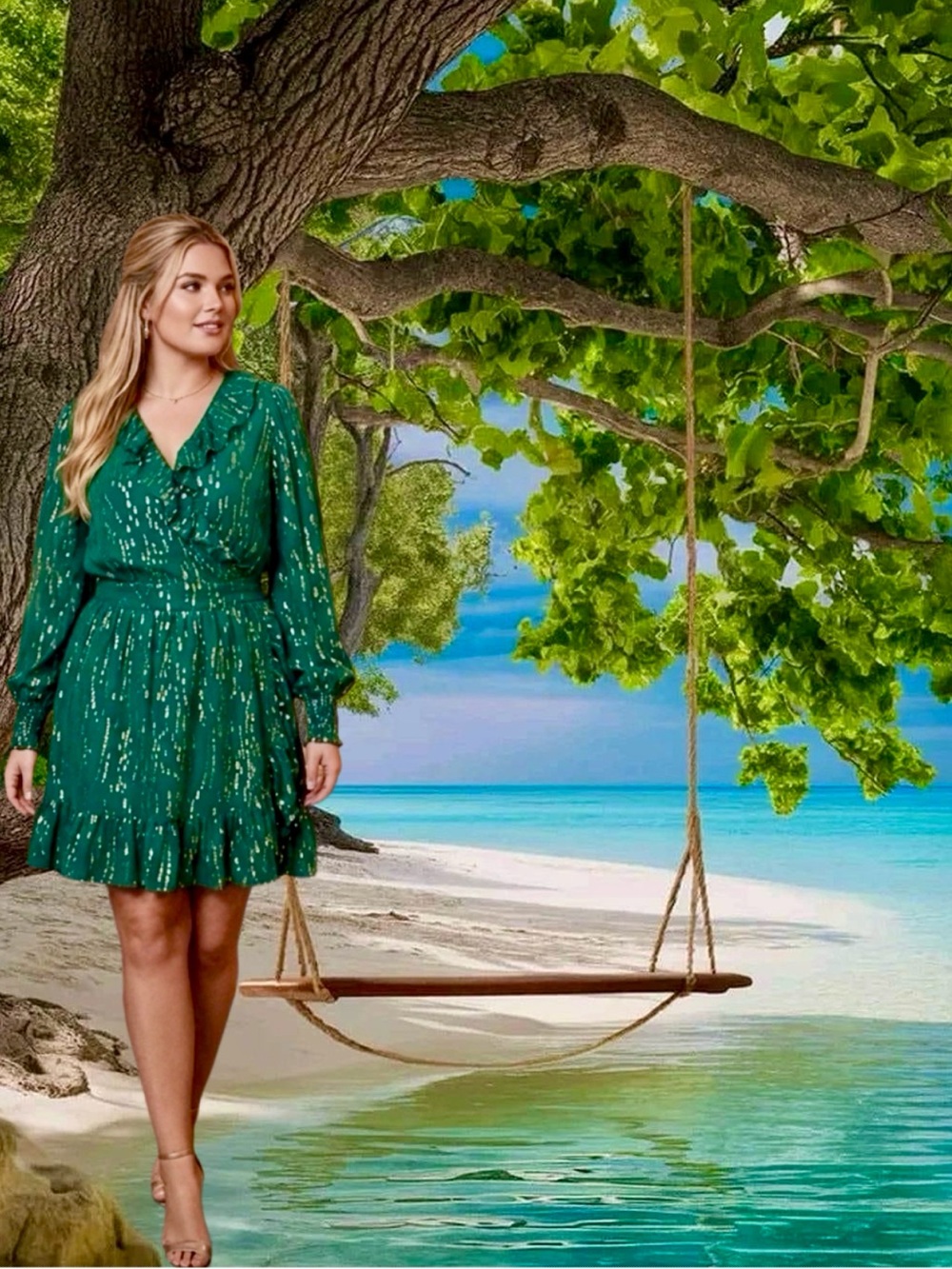 Lilly Pulitzer NWT Birdy Silk Wrap Dress Evergreen Fish Clip $328 Size 10,12 - Picture 11 of 11